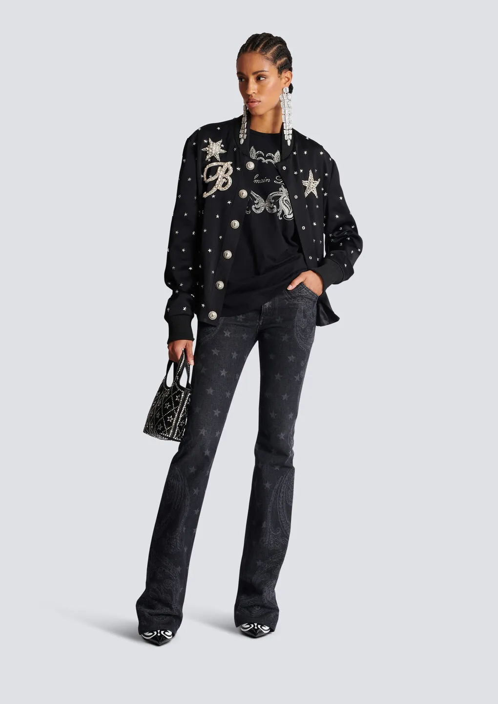 Star Paisley Print Denim Jeans