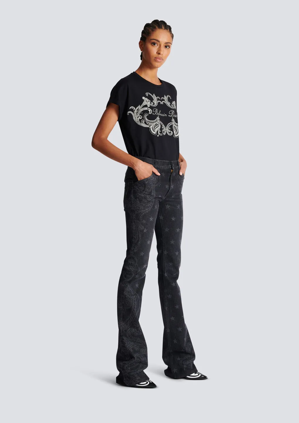 Star Paisley Print Denim Jeans