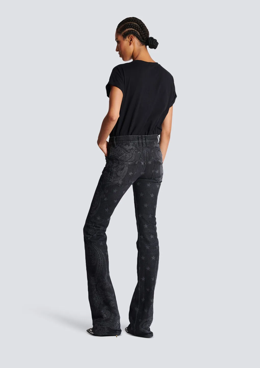Star Paisley Print Denim Jeans