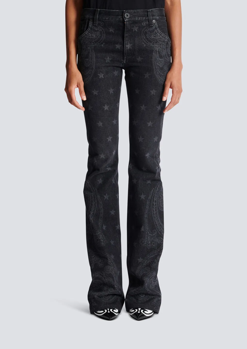 Star Paisley Print Denim Jeans