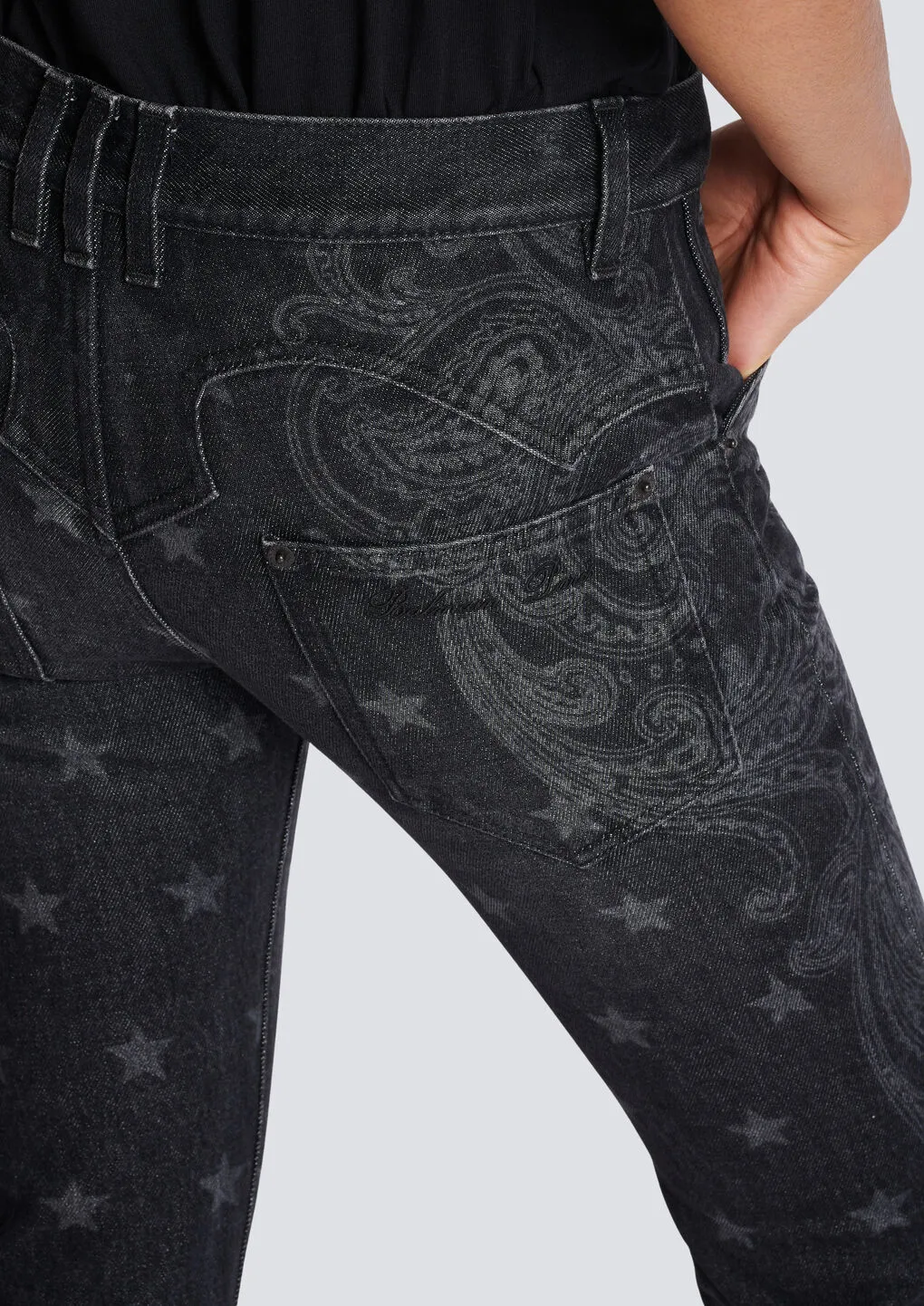 Star Paisley Print Denim Jeans