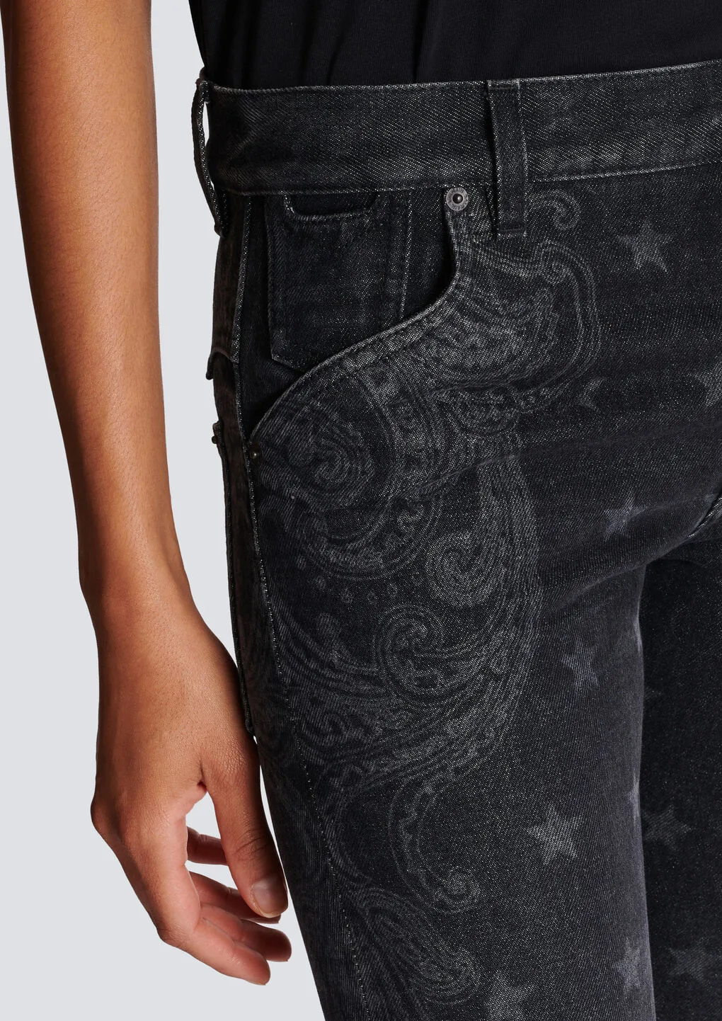 Star Paisley Print Denim Jeans