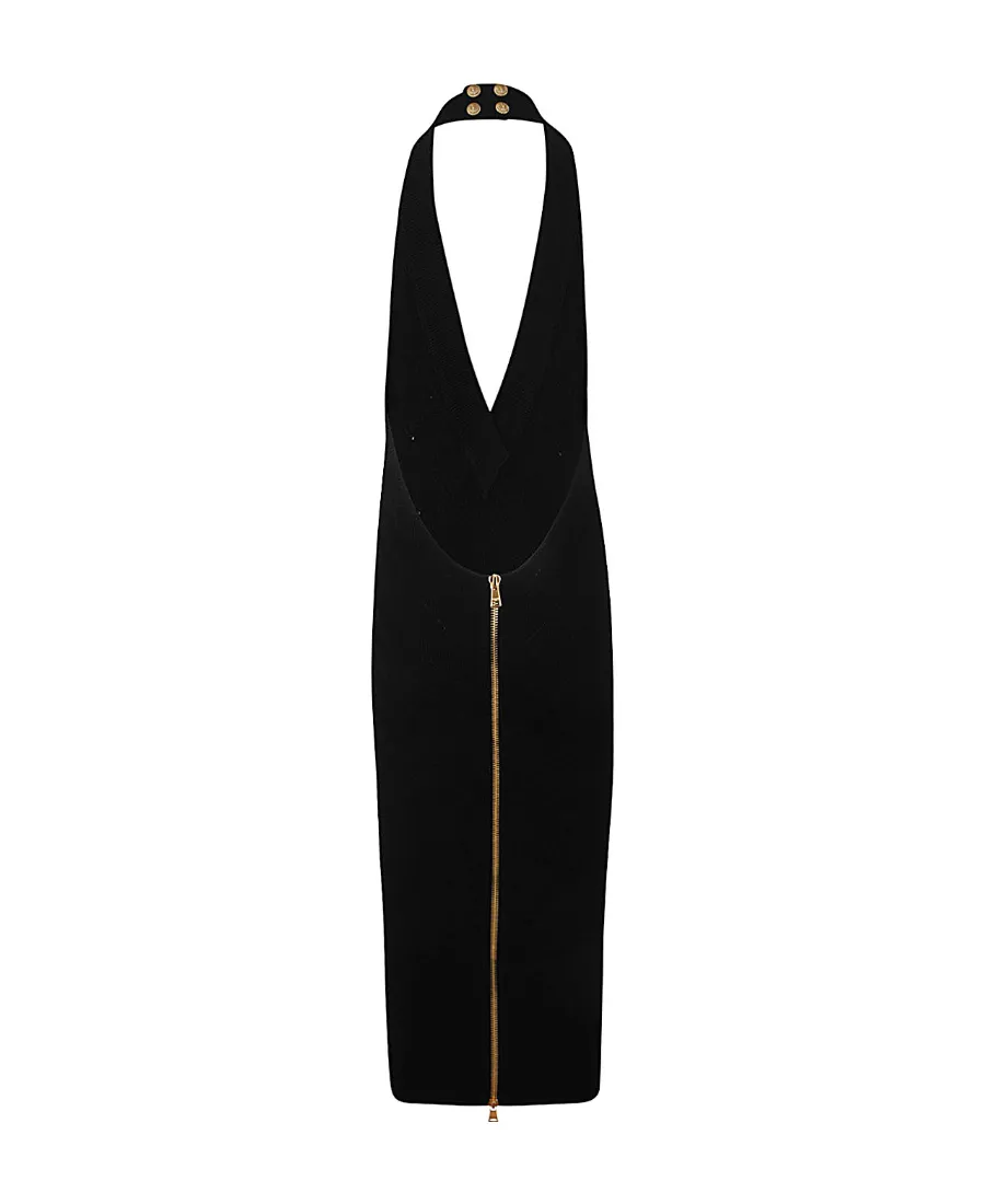 Halterneck Fitted Waist Midi Dress