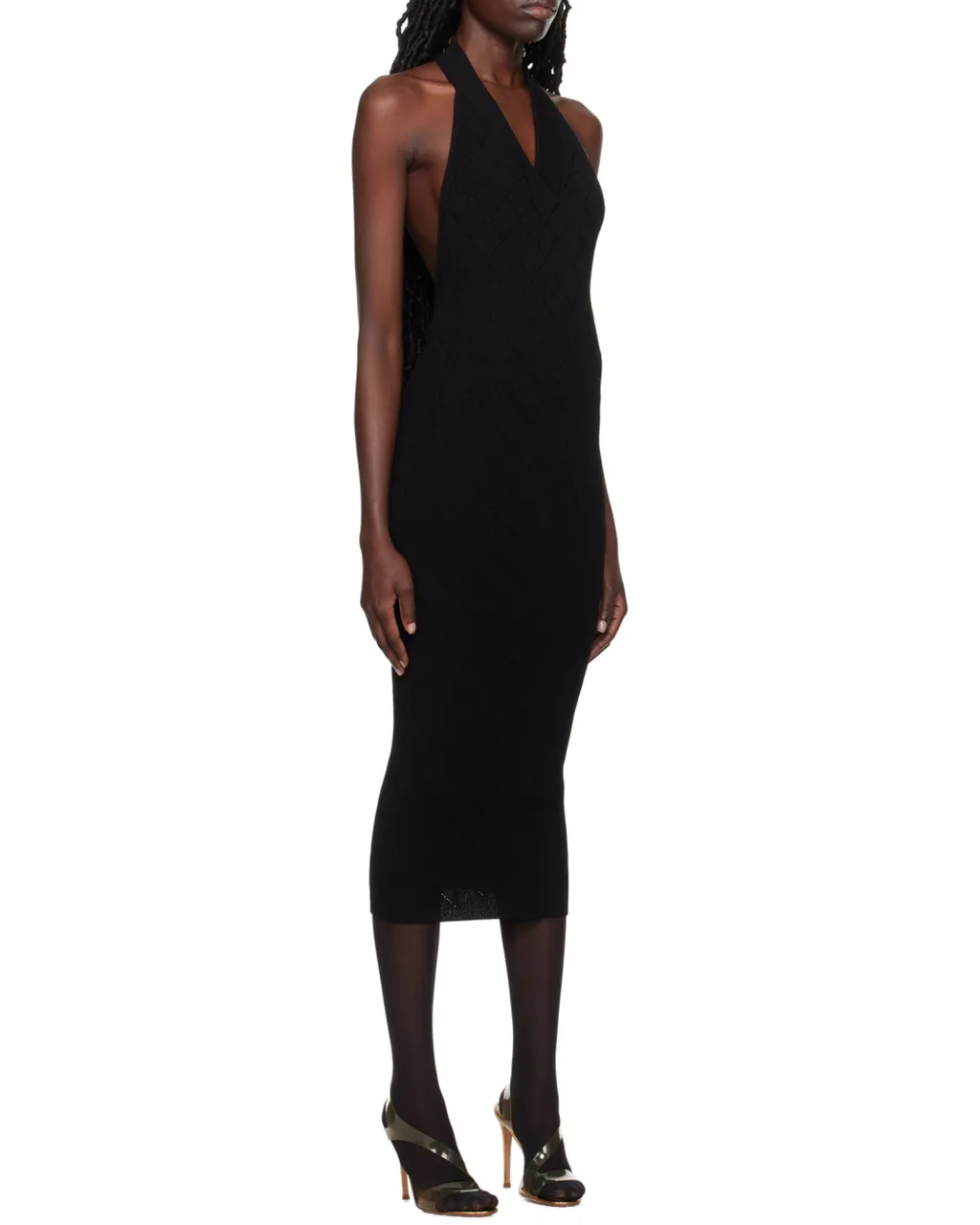 Halterneck Fitted Waist Midi Dress