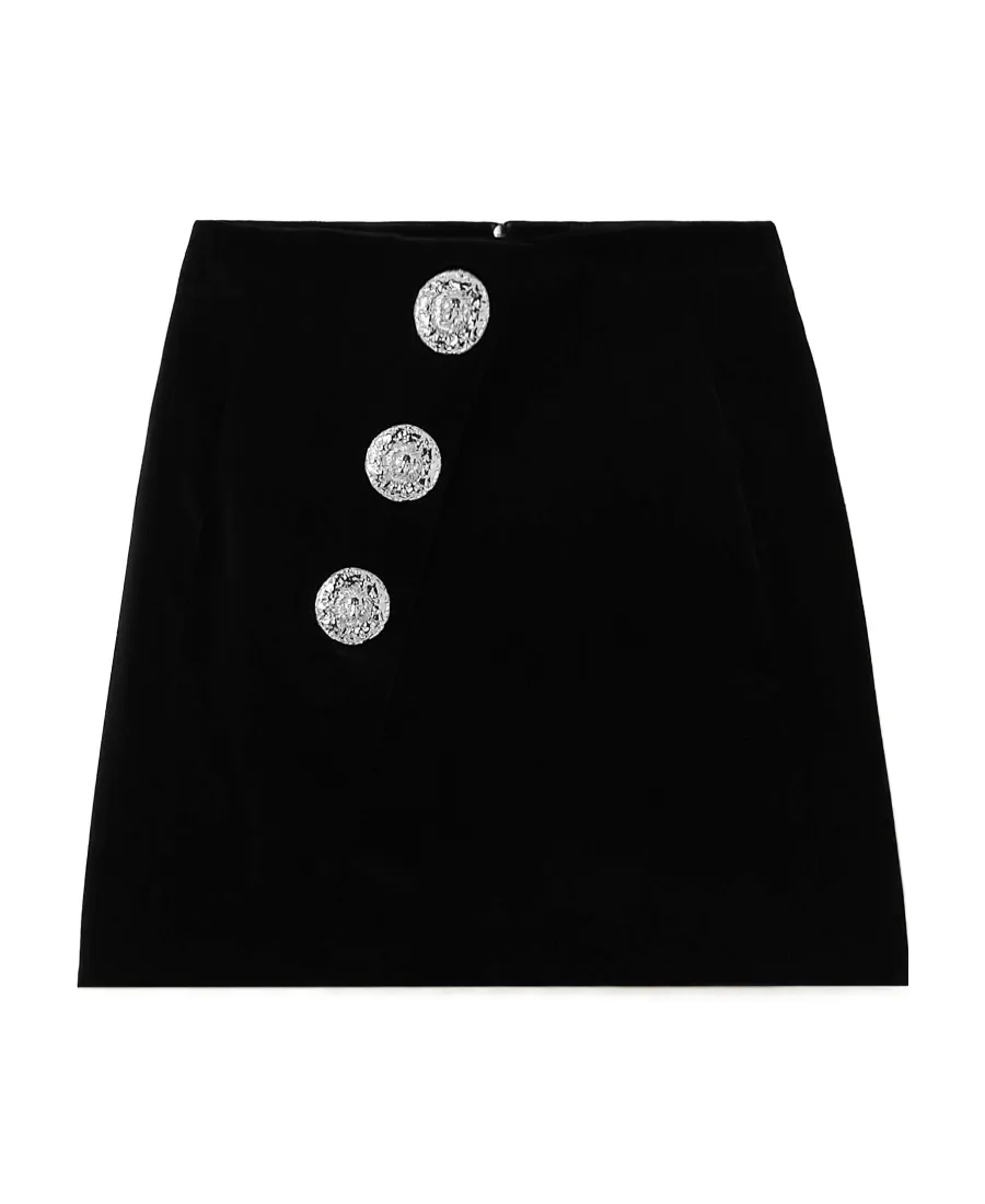 Buttoned High-Waisted Mini Skirt