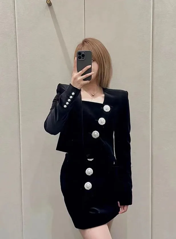 Buttoned High-Waisted Mini Skirt