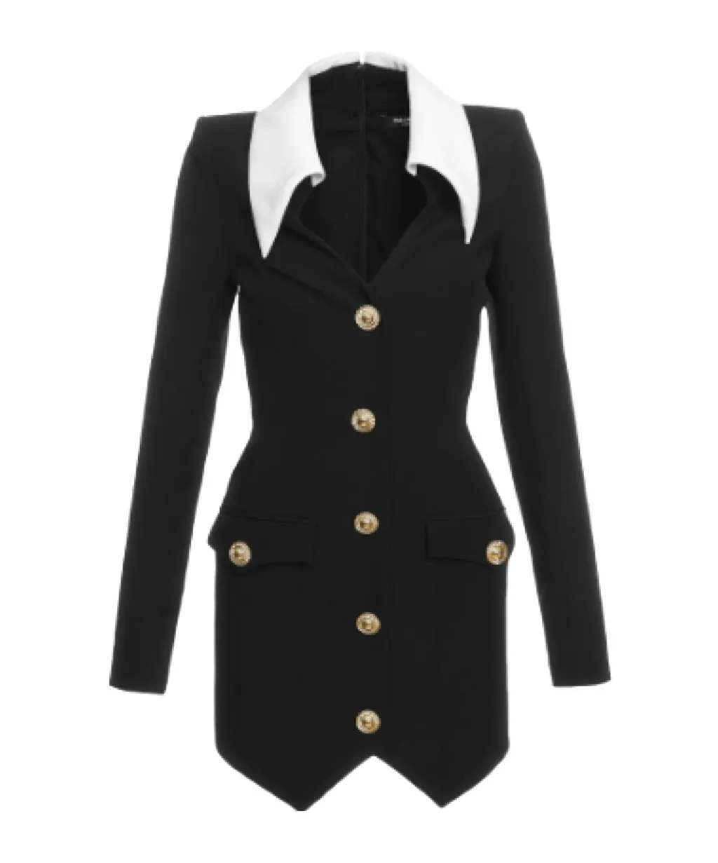 V-Neck Buttoned Mini Dress