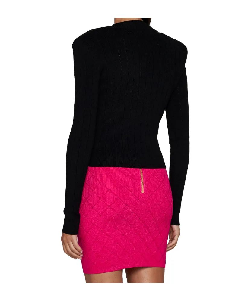 Button Embellished Ribbed Cardigan