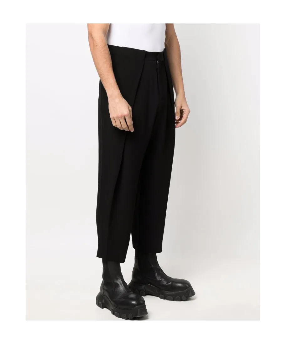 Side Folded Crepe Cropped Trousers