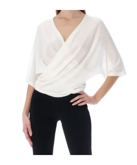 Metallic Wrap Jersey Top