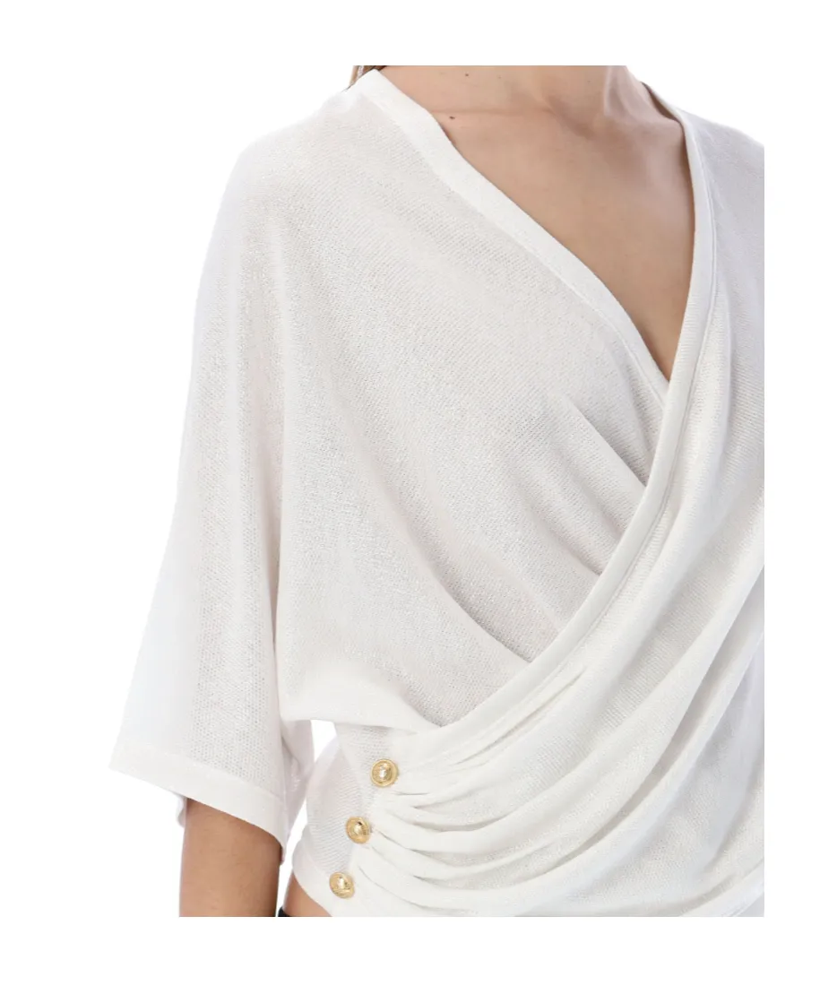 Metallic Wrap Jersey Top