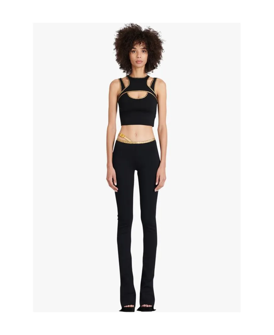 Black And Gold Knit Crop Top