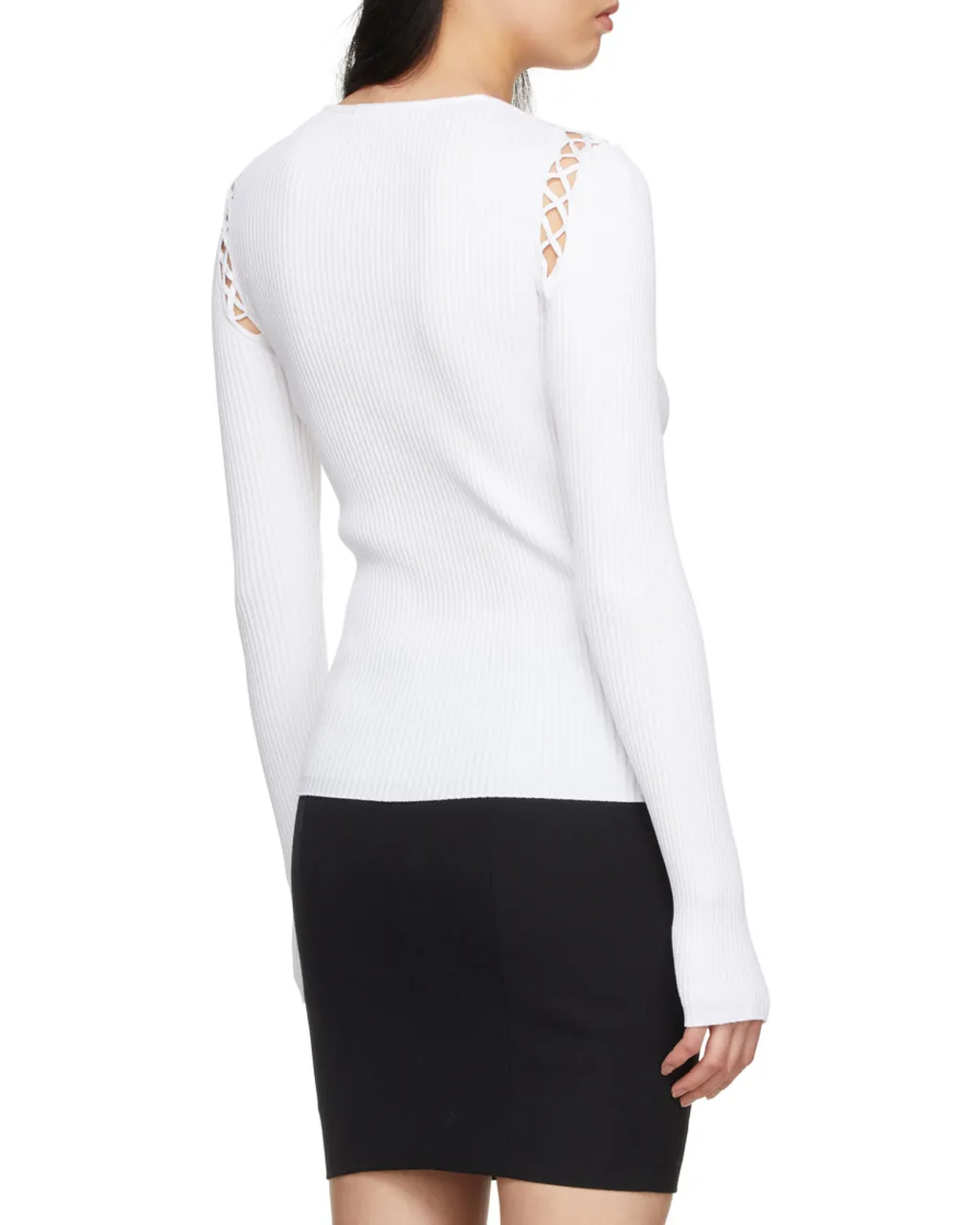 Lace-Up Shoulder Detail Knit Top
