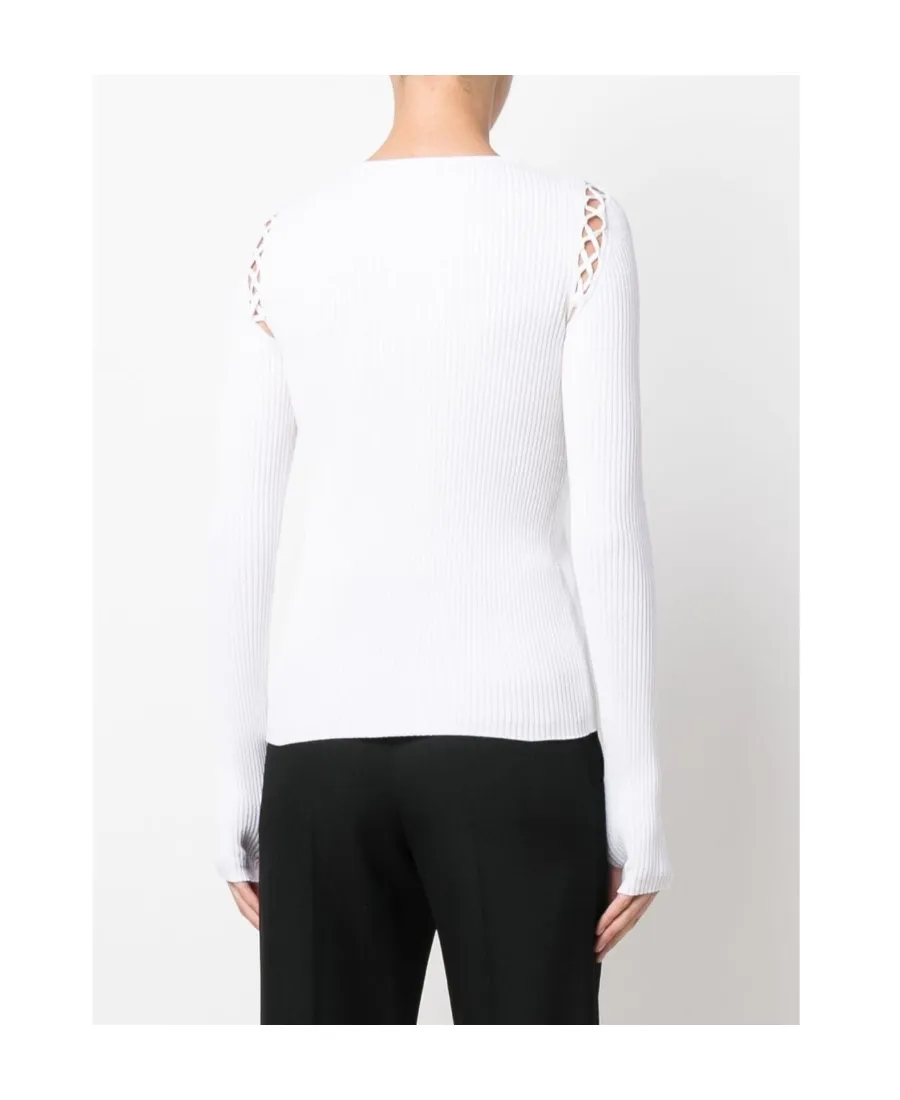 Lace-Up Shoulder Detail Knit Top
