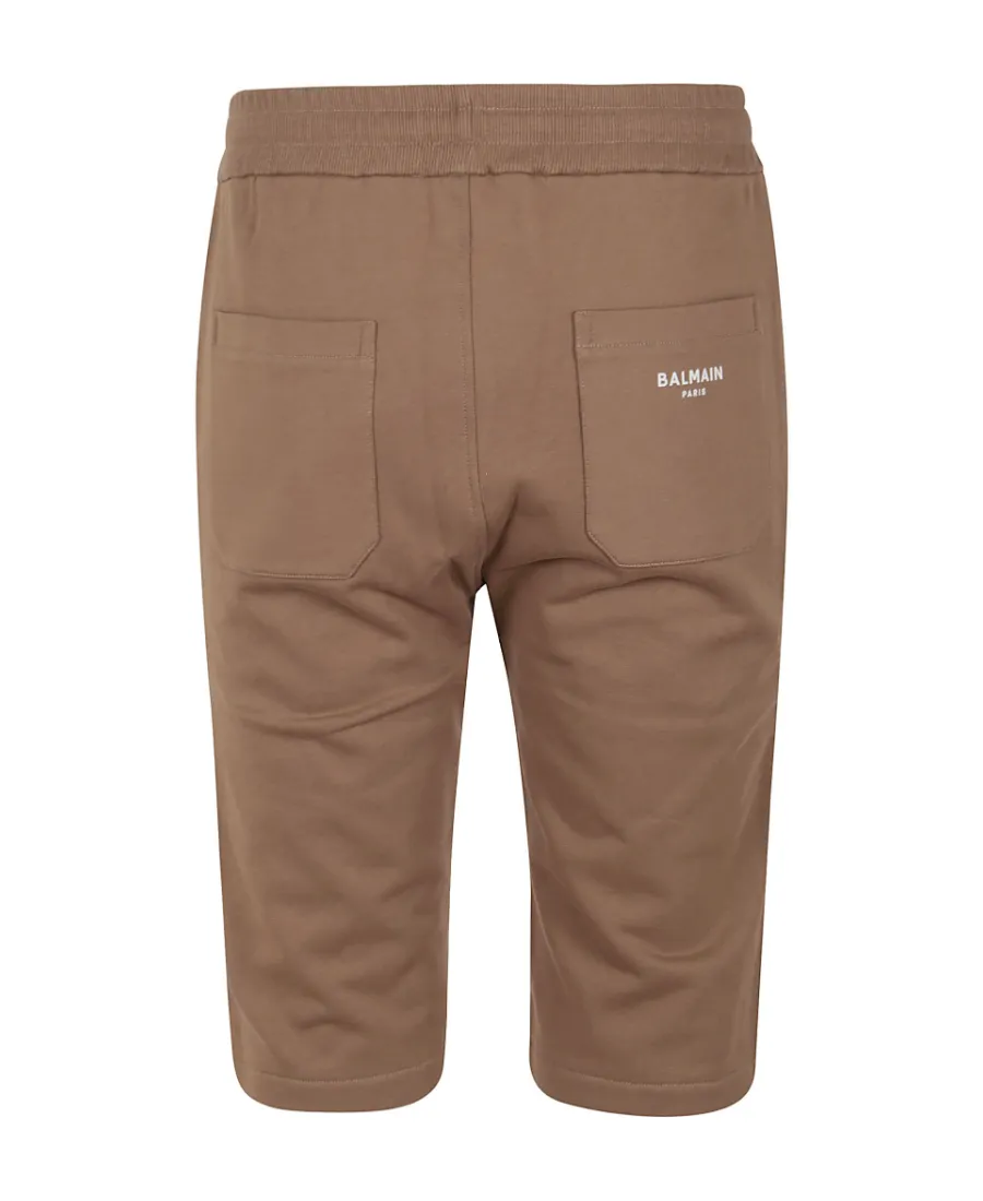 Cotton Shorts With Flocked Balmain Paris Logo