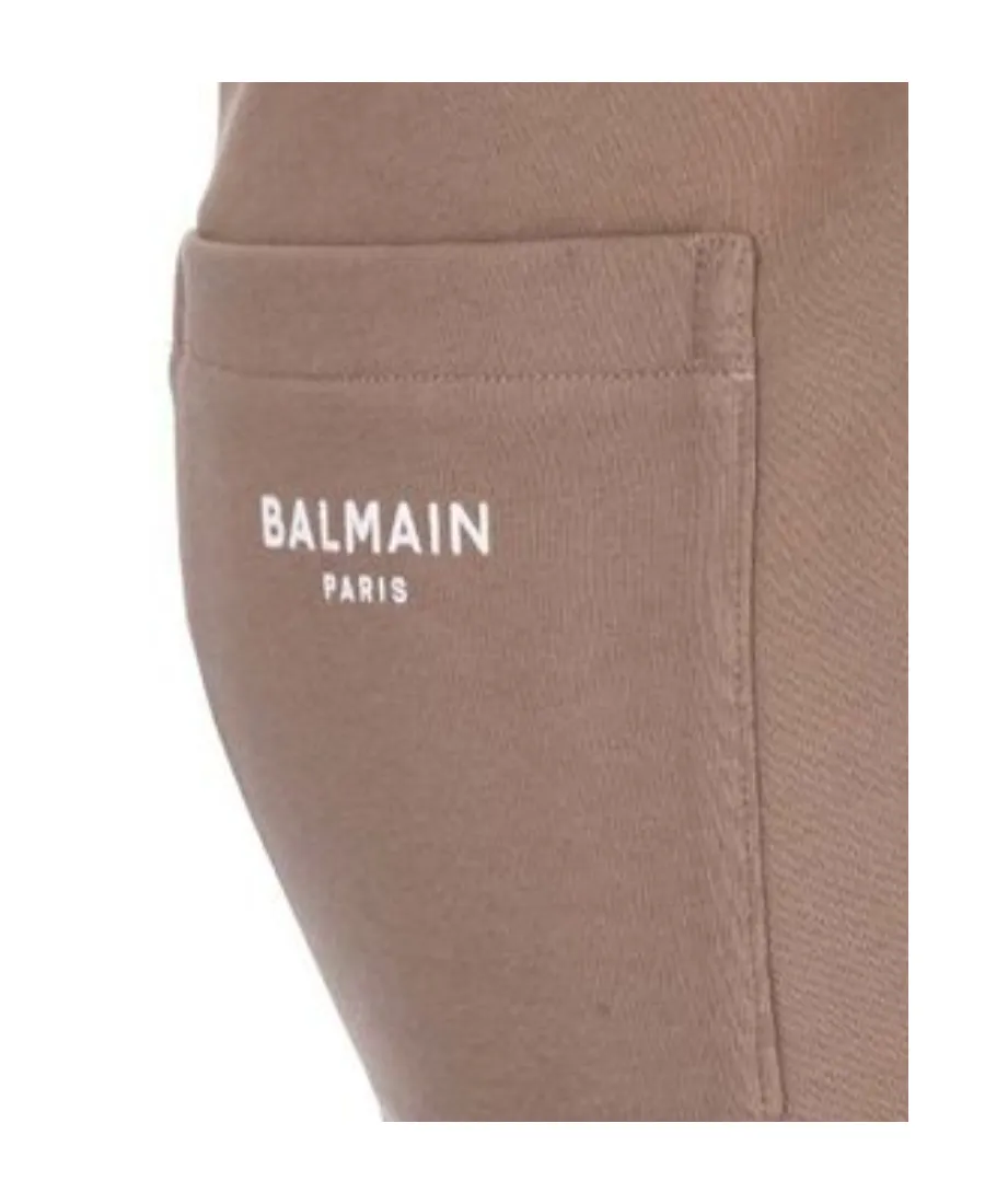 Cotton Shorts With Flocked Balmain Paris Logo