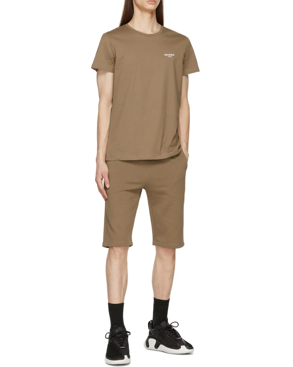 Cotton Shorts With Flocked Balmain Paris Logo