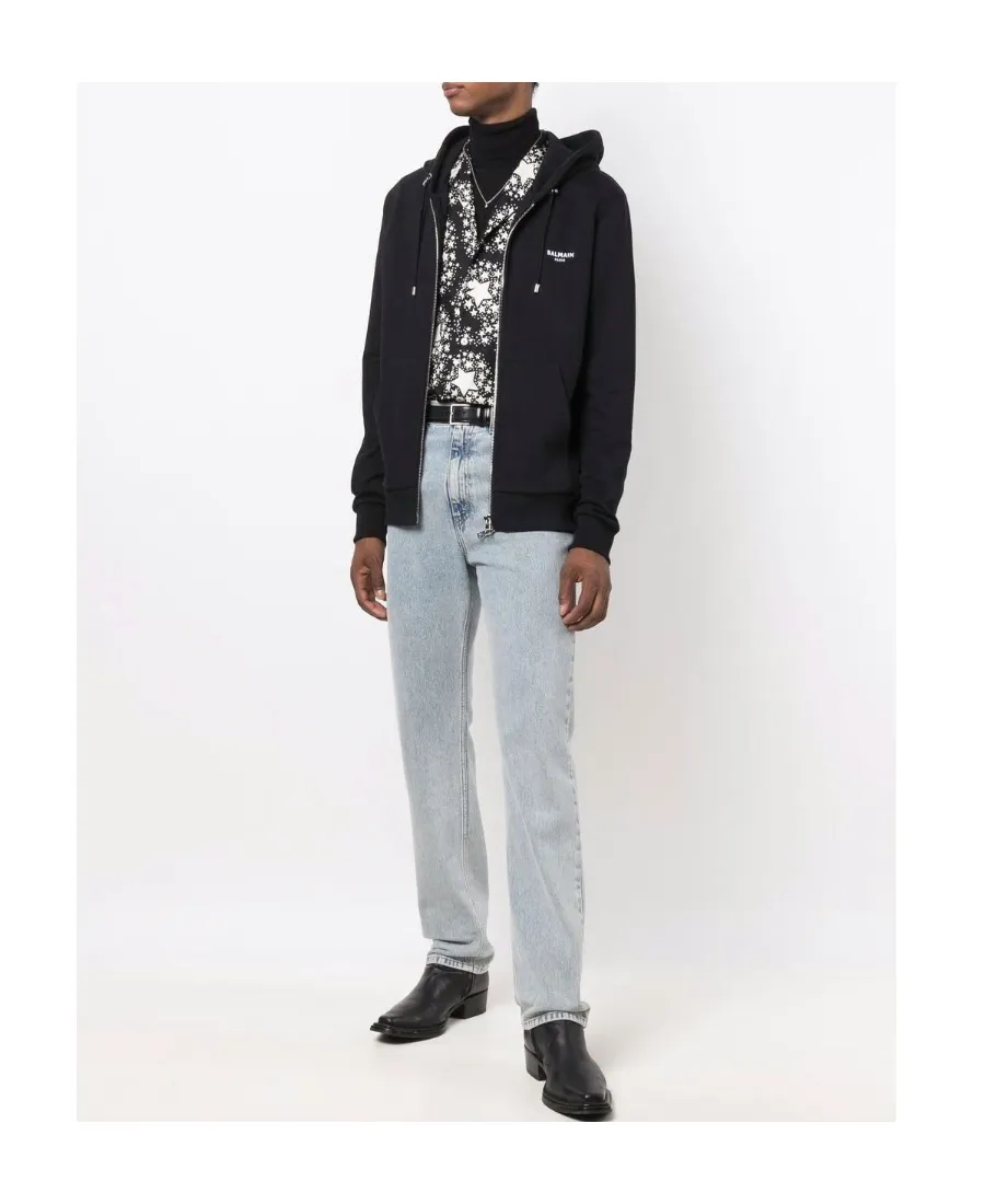 Logo Printed Zipped Drawstring Hoodie