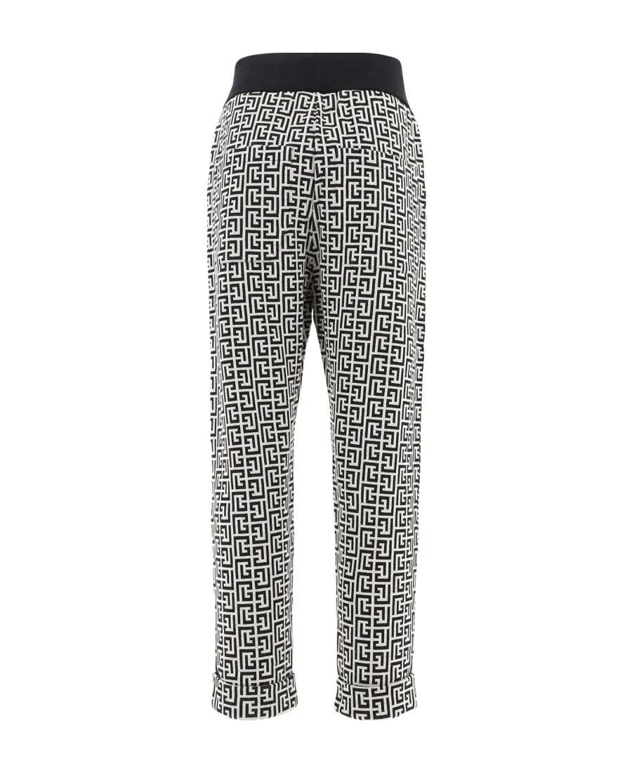 Bicolor Knit Boyfriend Cut Sweatpants With Balmain Monogram