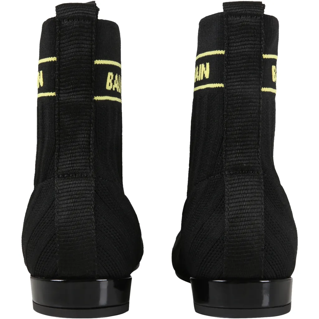 Logo-Knit Almond-Toe Ankle Boots