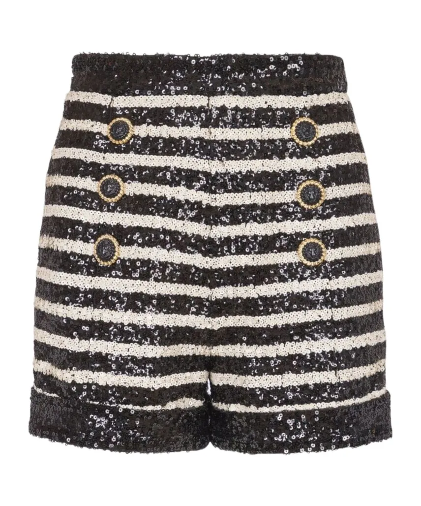 Horizontal Striped Embellished Shorts