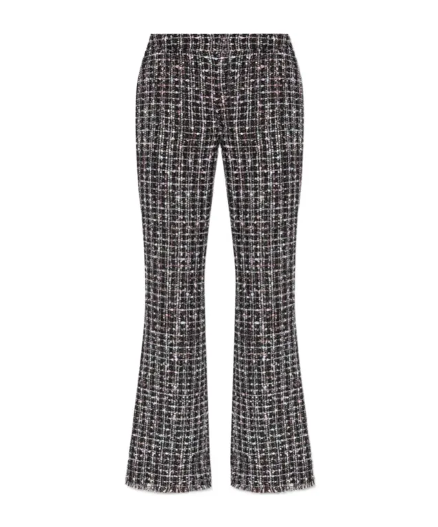 Mid Rise Tweed Flared Trousers