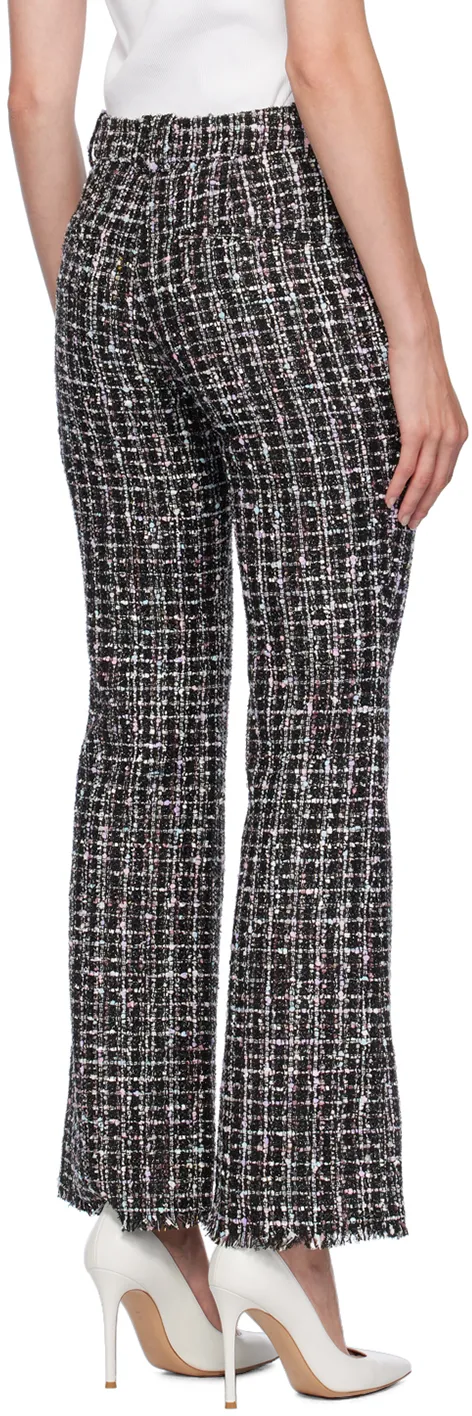 Mid Rise Tweed Flared Trousers