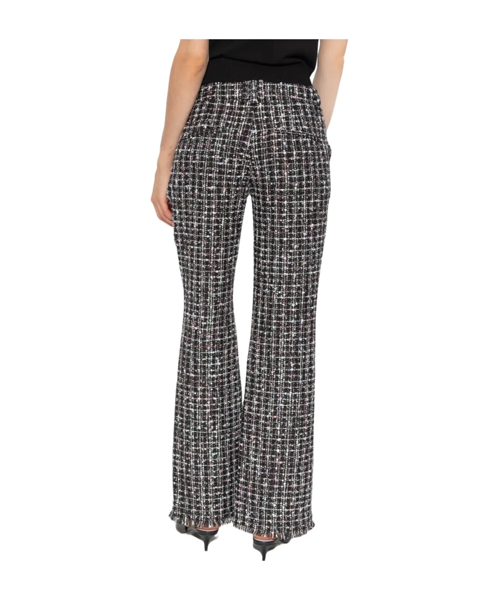 Mid Rise Tweed Flared Trousers
