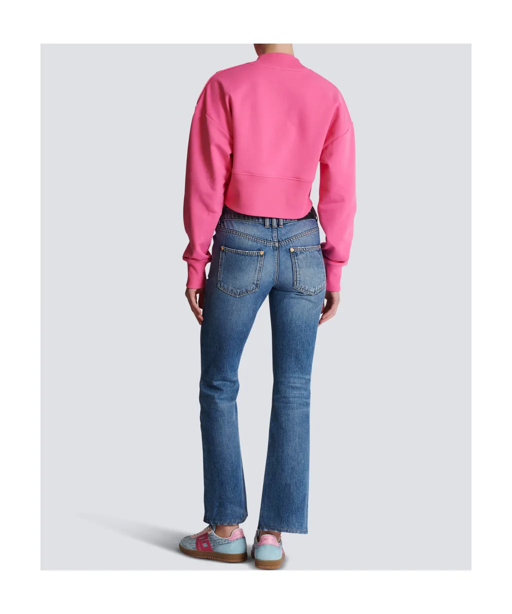 Logo Printed Crewneck Cropped Sweatshirt