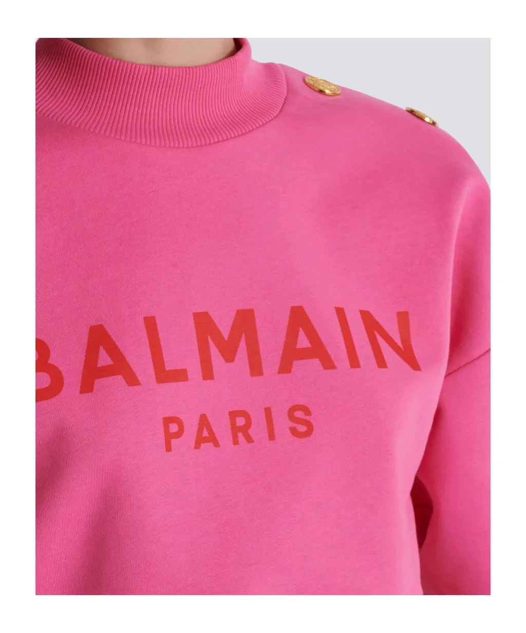 Logo Printed Crewneck Cropped Sweatshirt