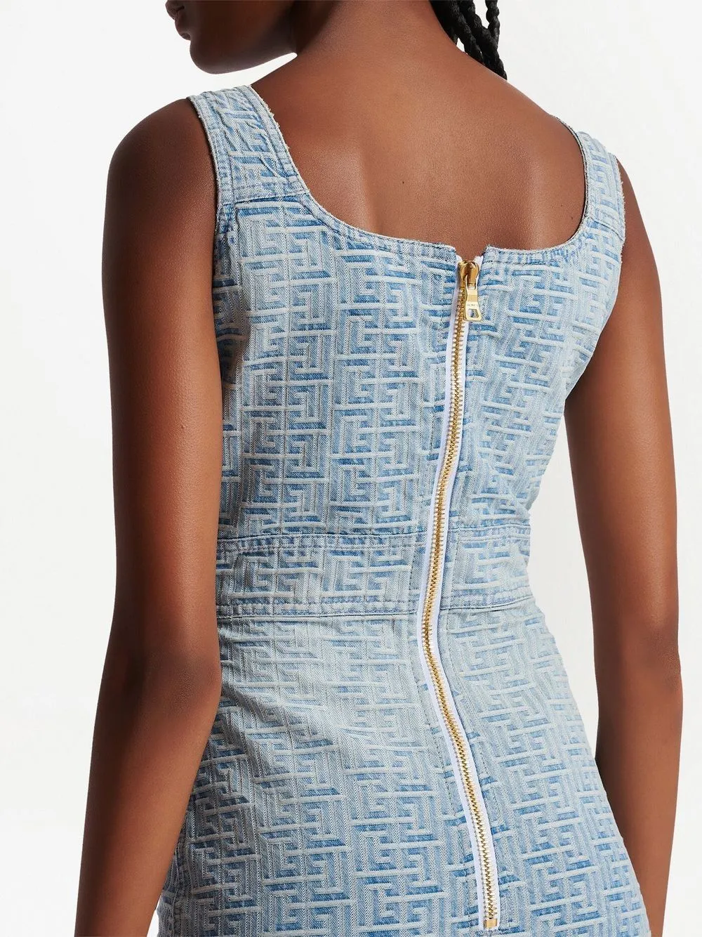 Monogram Debossed Square-Neck Mini Dress