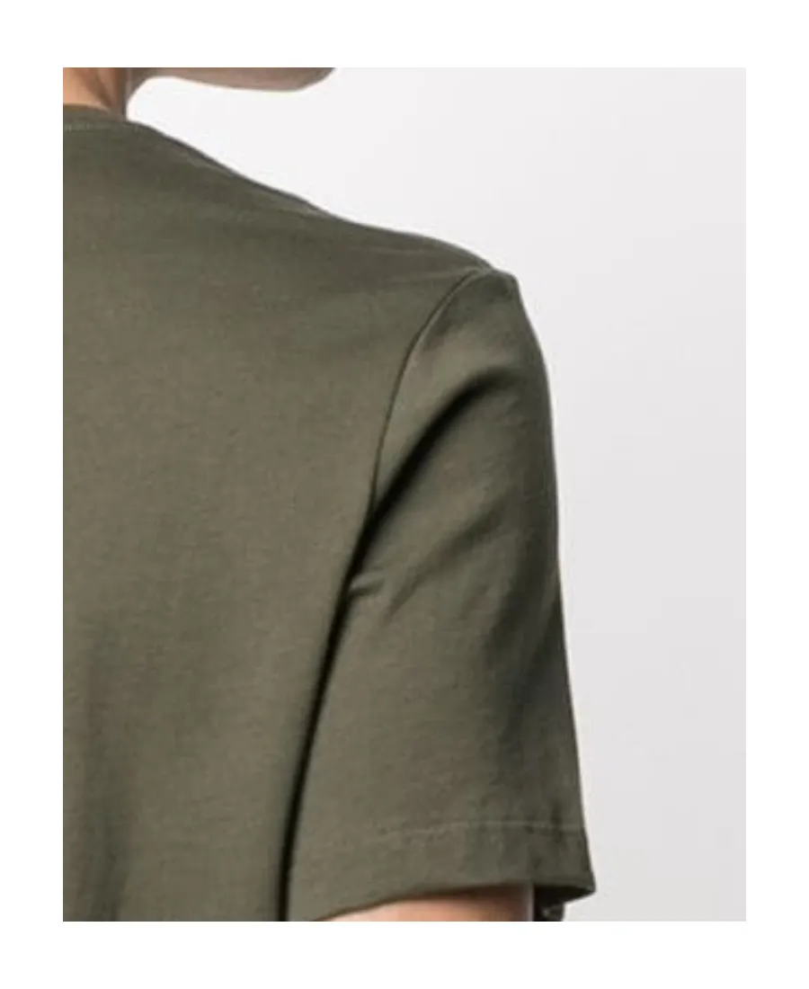 Khaki Cotton T-Shirt With Embossed Logo