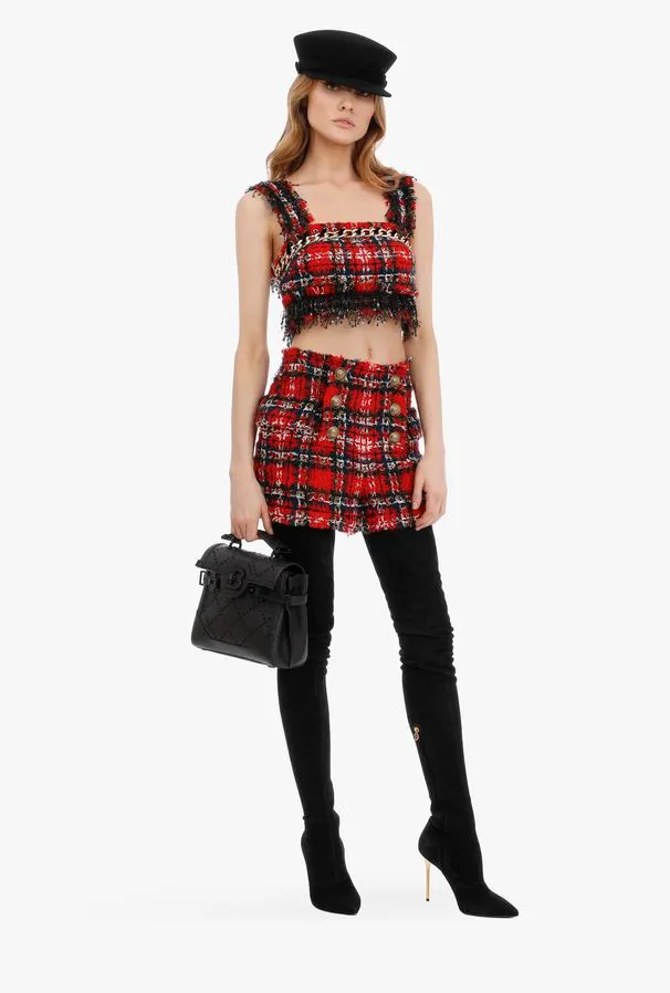 Frayed Check Tweed Shorts