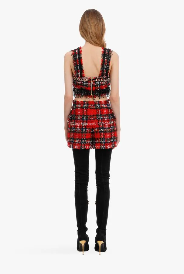Frayed Check Tweed Shorts