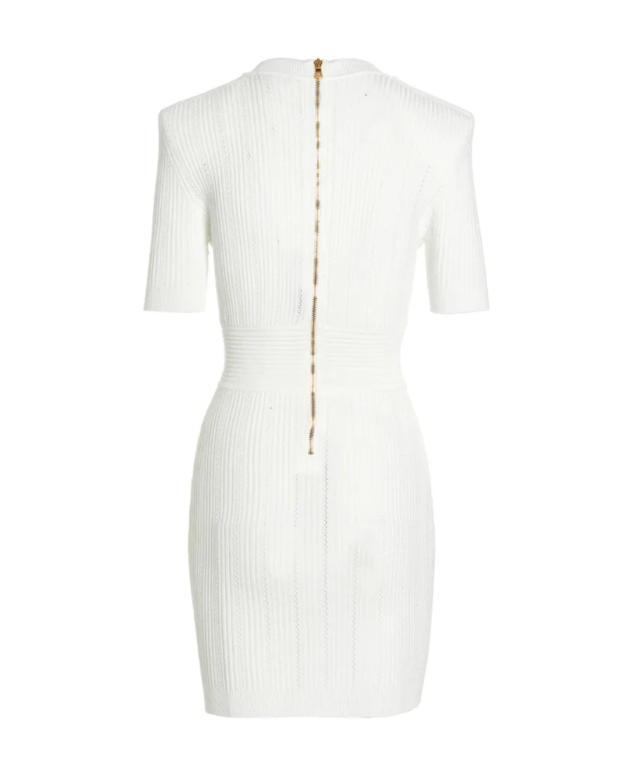 Ribbed-Knit Buttoned Minidress