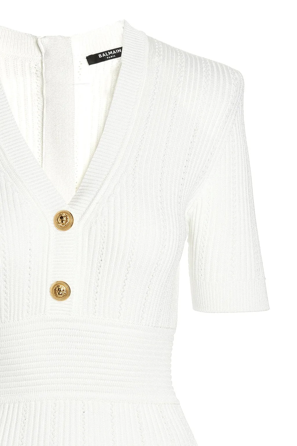 Ribbed-Knit Buttoned Minidress