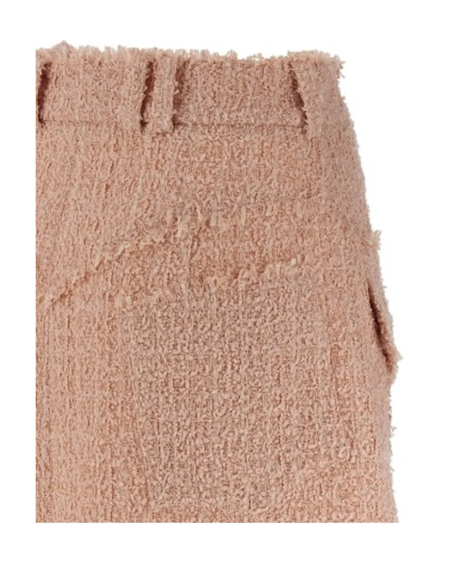 Frayed Hem Tweed Skirt