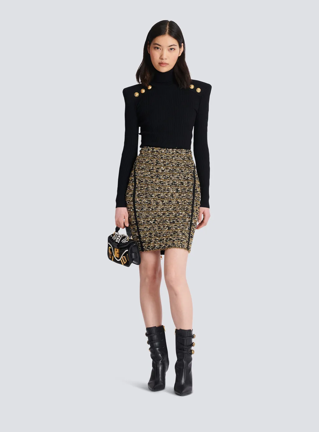 Lurex Tweed Pencil Skirt