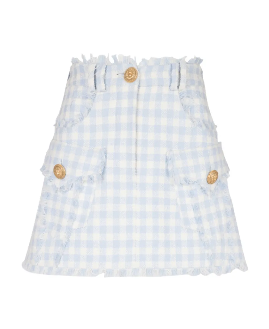 Gingham Tweed A-Line Skirt