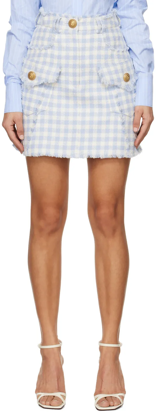 Gingham Tweed A-Line Skirt