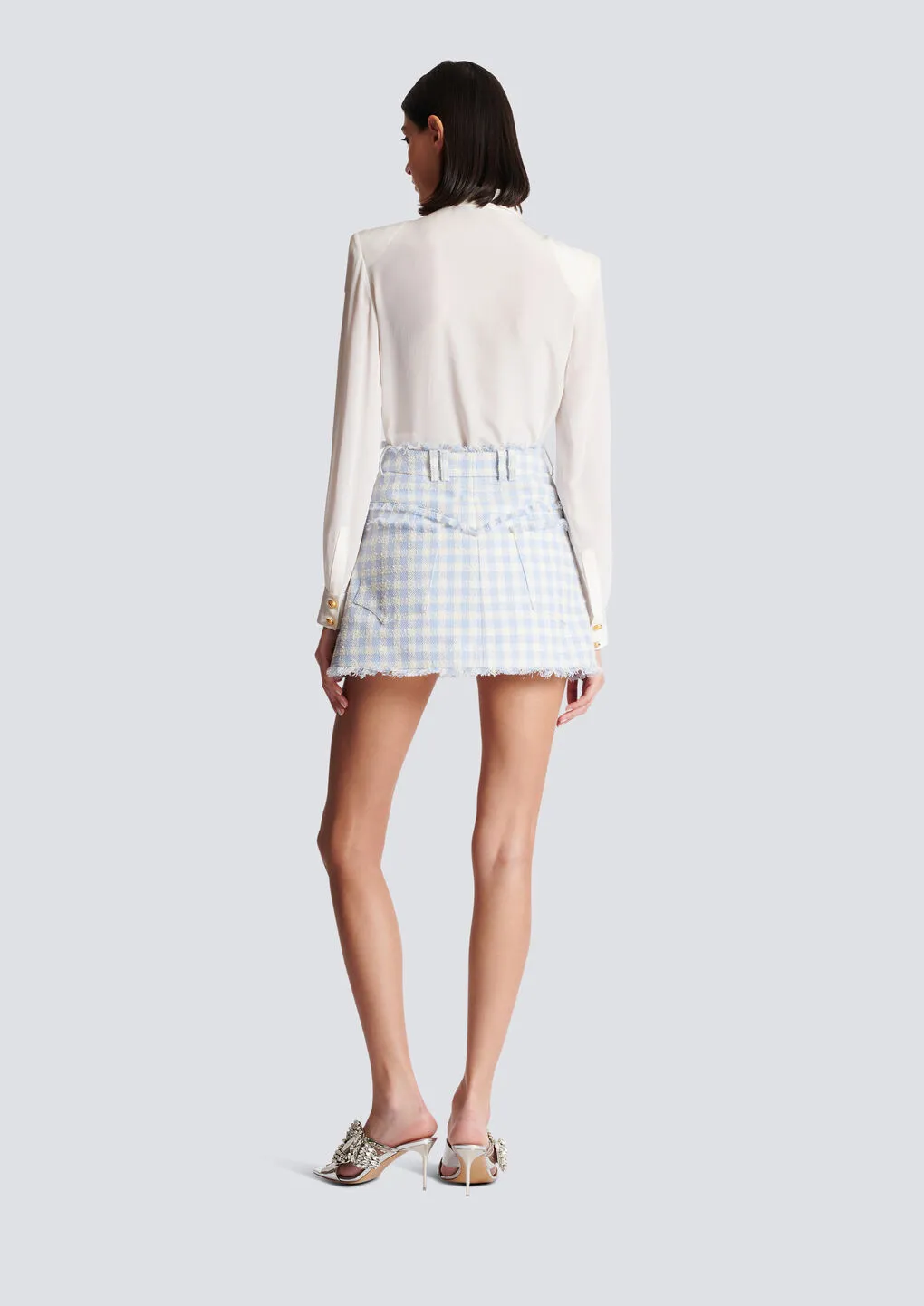 Gingham Tweed A-Line Skirt