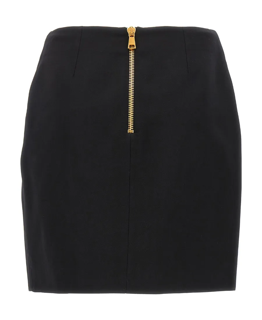 Button Detailed Mini Asymmetrical Skirt