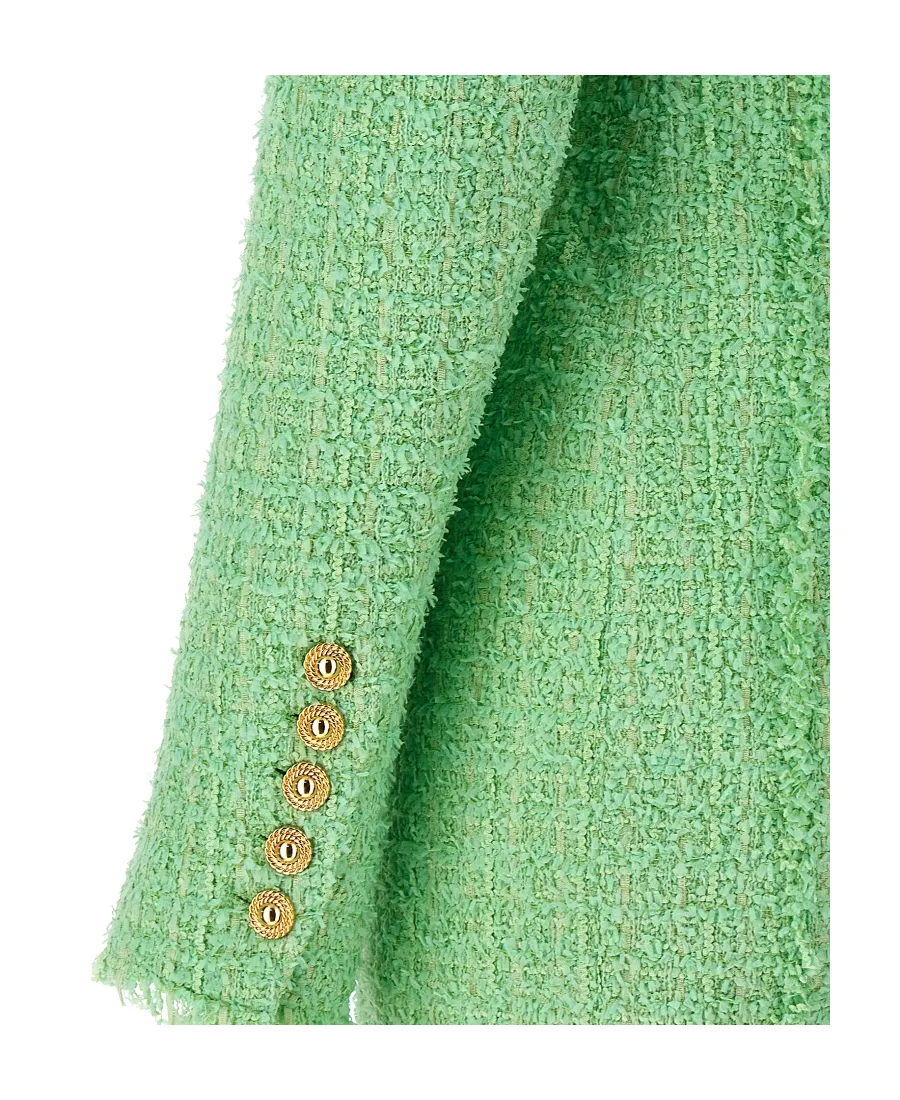 Logo Button Tweed Dress