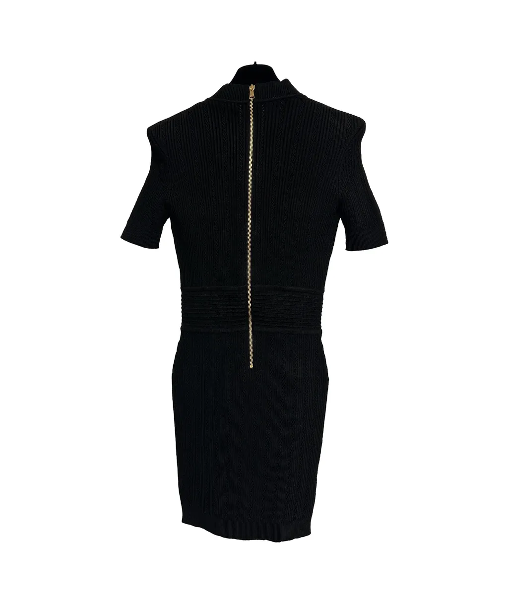 V-Neck Woven Mesh Mini Dress
