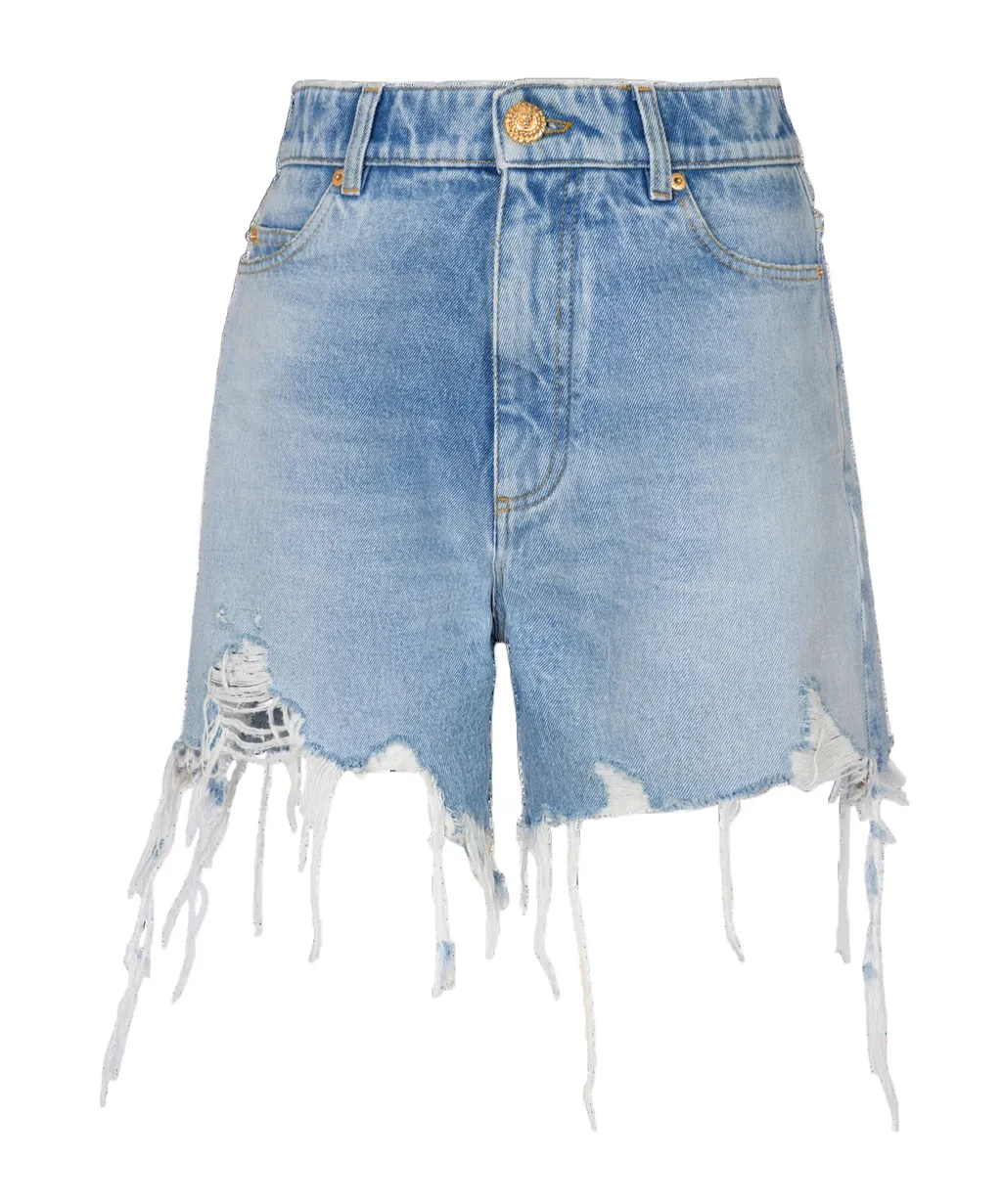 Raw-Cut Denim Shorts