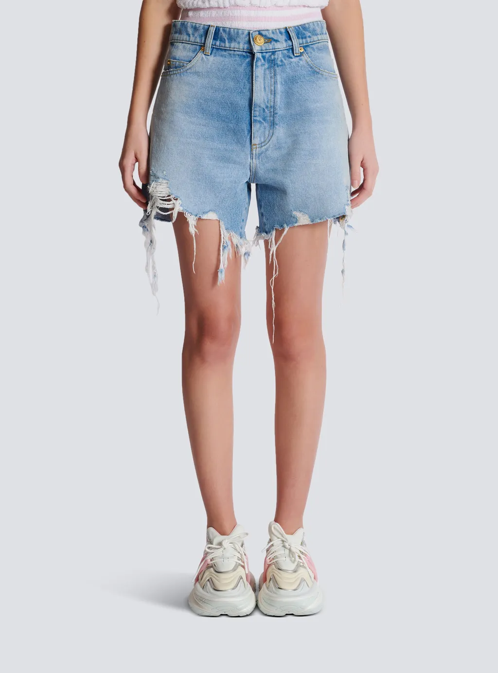 Raw-Cut Denim Shorts