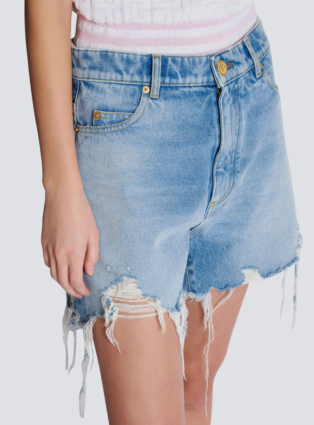 Raw-Cut Denim Shorts
