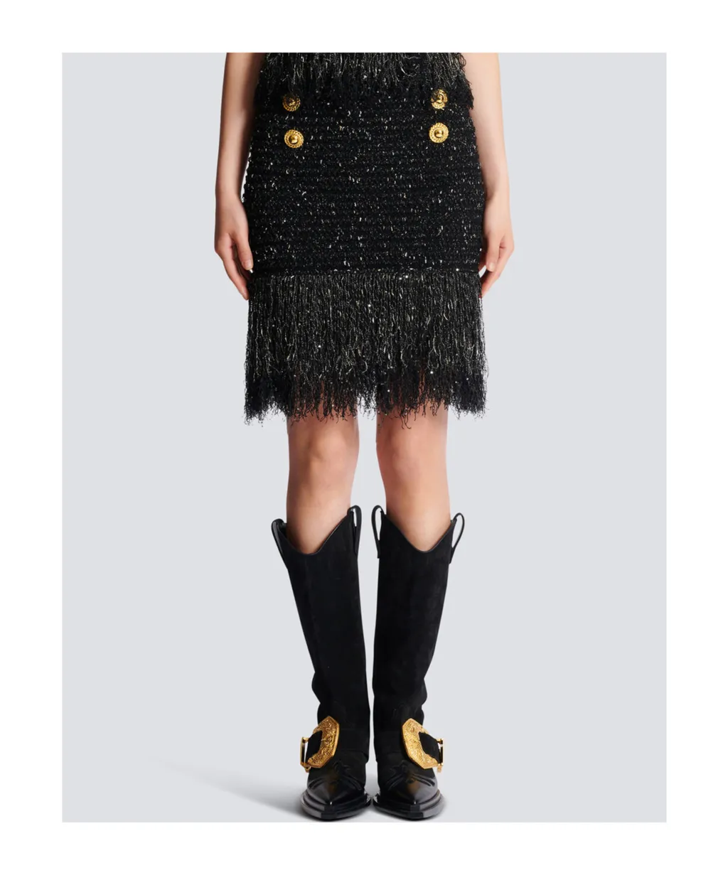 Tweed Fringed Mini Skirt