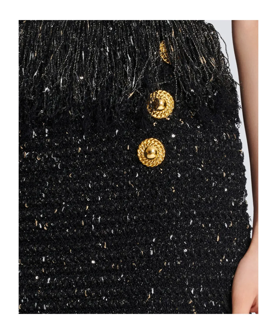 Tweed Fringed Mini Skirt