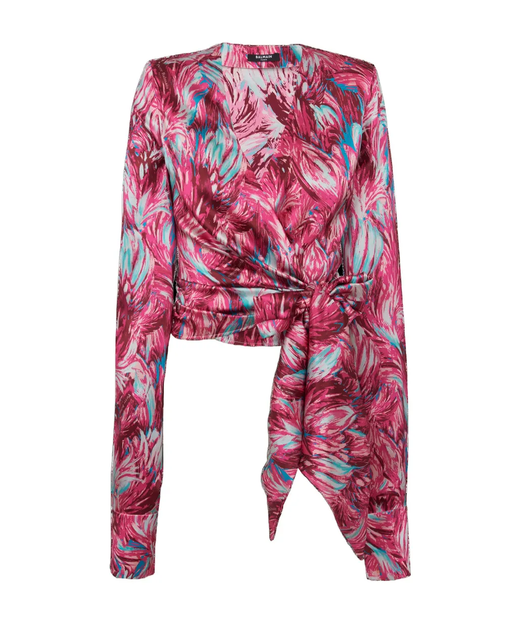 Floral Printed Tie Front Top